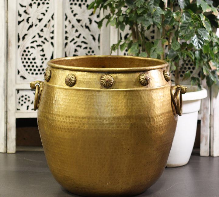 Brass Vintage Carved Planter