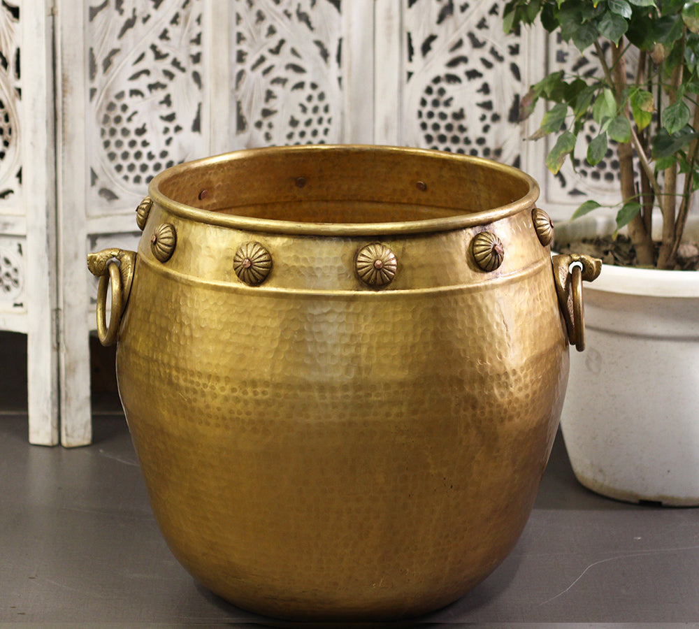Brass Vintage Carved Planter