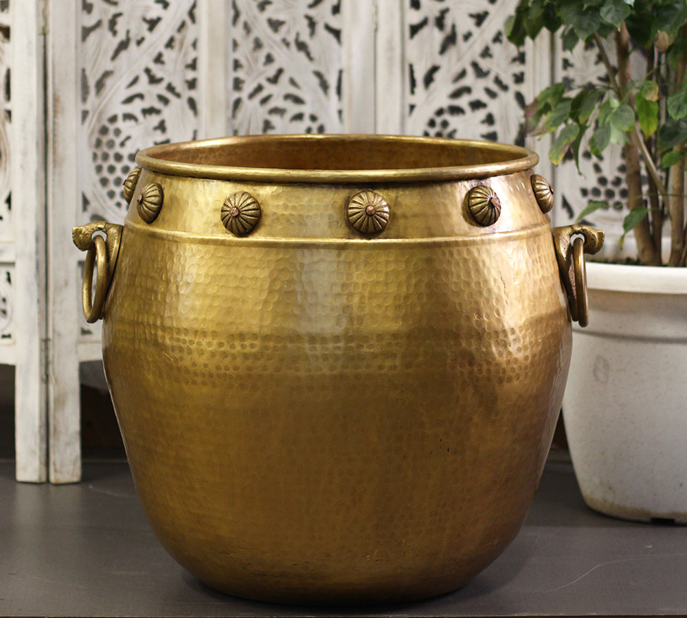 Brass Vintage Carved Planter