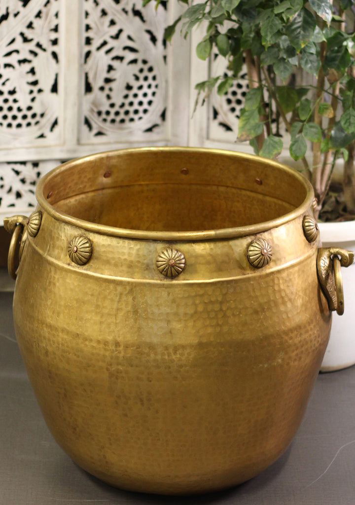 Brass Vintage Carved Planter