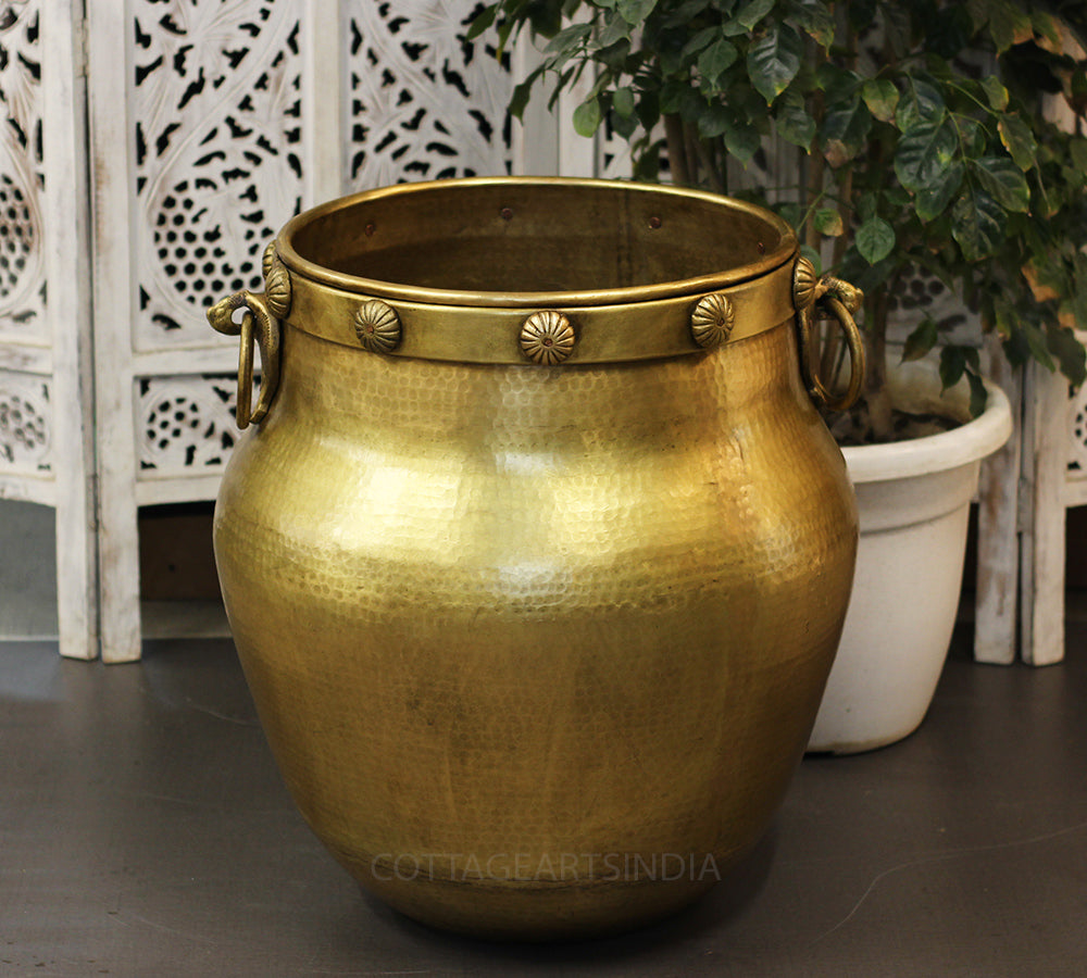 Brass Vintage Carved Planter