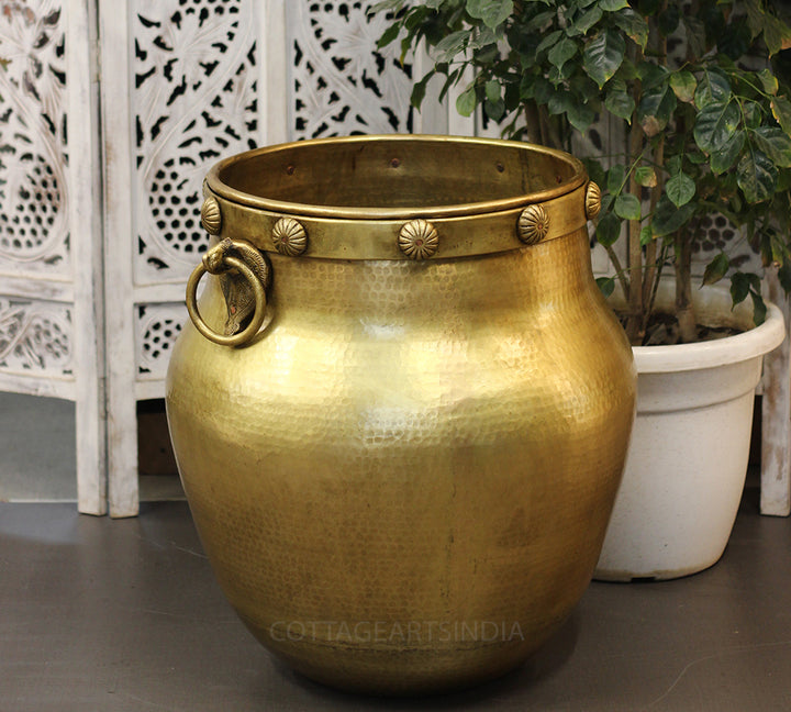Brass Vintage Carved Planter