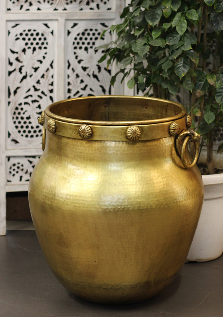 Brass Vintage Carved Planter