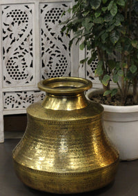 Brass Vintage Carved Planter