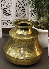 Brass Vintage Carved Planter