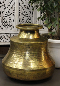 Brass Vintage Carved Planter