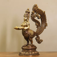 Brass Mayura Deepam – Traditional Peacock Lady Oil Lamp
