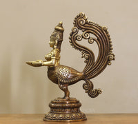 Brass Mayura Deepam – Traditional Peacock Lady Oil Lamp