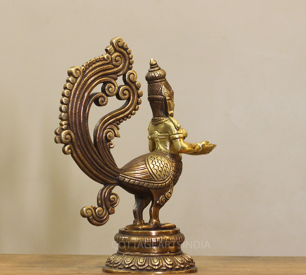 Brass Mayura Deepam – Traditional Peacock Lady Oil Lamp
