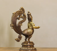 Brass Mayura Deepam – Traditional Peacock Lady Oil Lamp