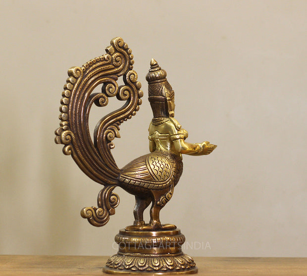 Brass Mayura Deepam – Traditional Peacock Lady Oil Lamp