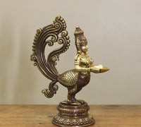 Brass Mayura Deepam – Traditional Peacock Lady Oil Lamp