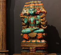 Wooden Panchmukhi Hanuman Idol 37"