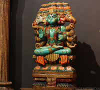 Wooden Panchmukhi Hanuman Idol 37"