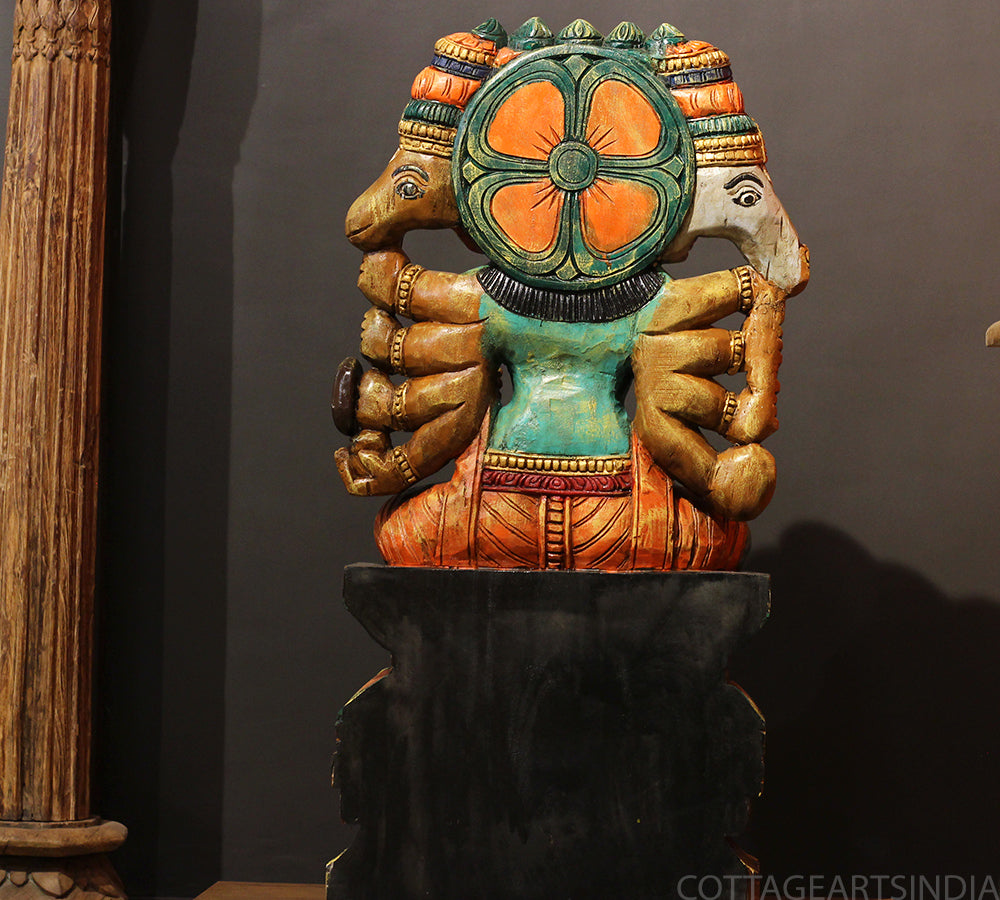 Wooden Panchmukhi Hanuman Idol 37"