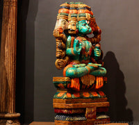 Wooden Panchmukhi Hanuman Idol 37"