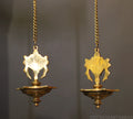 Brass Shankh -Chakra Oil Diya Hanging -Set of 2