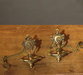 Brass Shankh -Chakra Oil Diya Hanging -Set of 2