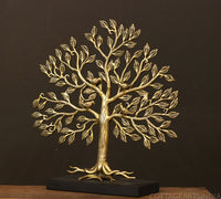 Brass Kalavriksha Tree of Life on Wooden Base – Handcrafted Auspicious Décor