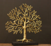 Brass Kalavriksha Tree of Life on Wooden Base – Handcrafted Auspicious Décor