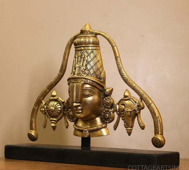 Brass Lord Venkateswara on Wooden Base