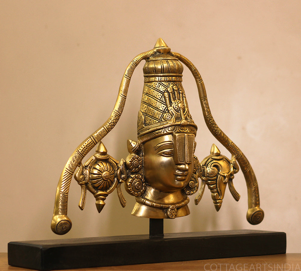 Brass Lord Venkateswara on Wooden Base