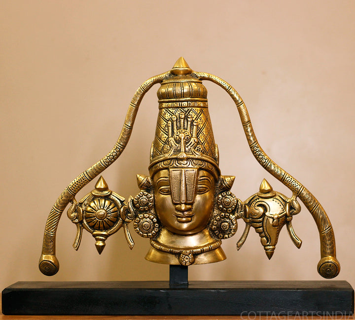 Brass Lord Venkateswara on Wooden Base