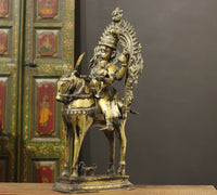 Brass Vintage Finished Khandoba on Horse Idol