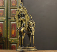 Brass Vintage Finished Khandoba on Horse Idol