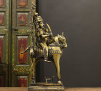 Brass Vintage Finished Khandoba on Horse Idol
