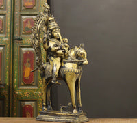 Brass Vintage Finished Khandoba on Horse Idol