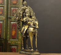Brass Vintage Finished Khandoba on Horse Idol