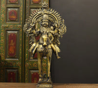 Brass Vintage Finished Khandoba on Horse Idol