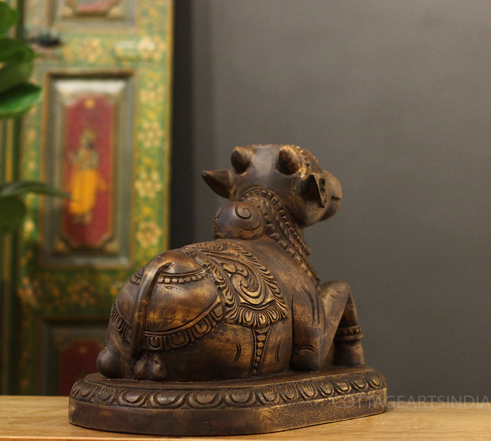 Wooden Carrved Nandi 13"