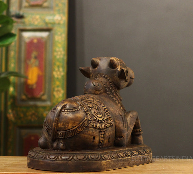 Wooden Carrved Nandi 13"