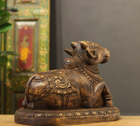 Wooden Carrved Nandi 13"