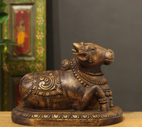 Wooden Carrved Nandi 13"