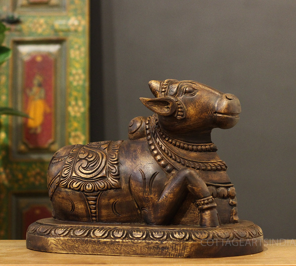 Wooden Carrved Nandi 13"