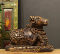 Wooden Carrved Nandi 13"