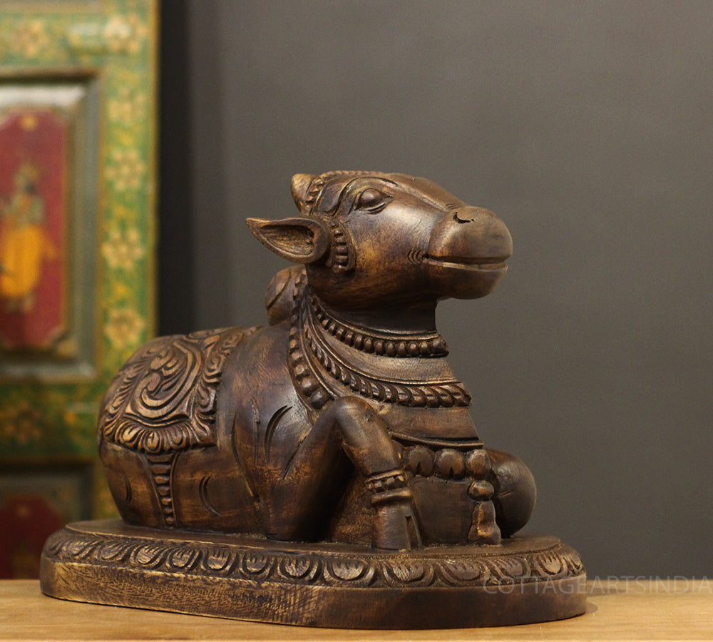 Wooden Carrved Nandi 13"