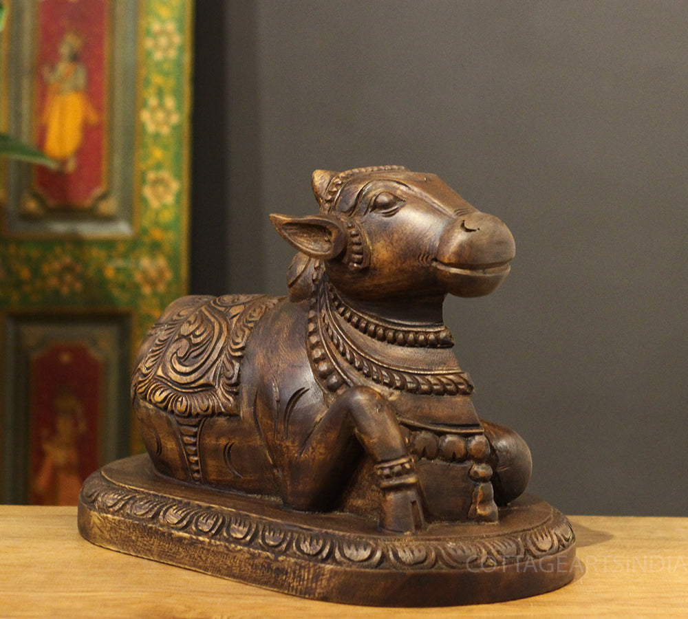Wooden Carrved Nandi 13"