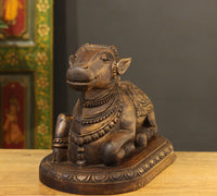 Wooden Carrved Nandi 13"