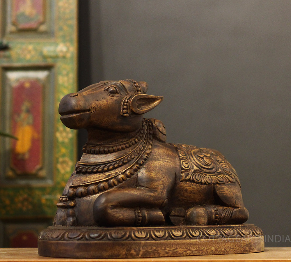 Wooden Carrved Nandi 13"