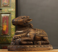 Wooden Carrved Nandi 13"