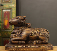 Wooden Carrved Nandi 13"