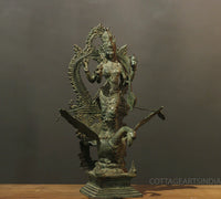 Balinese Bronze  Saraswati On Swan 18"