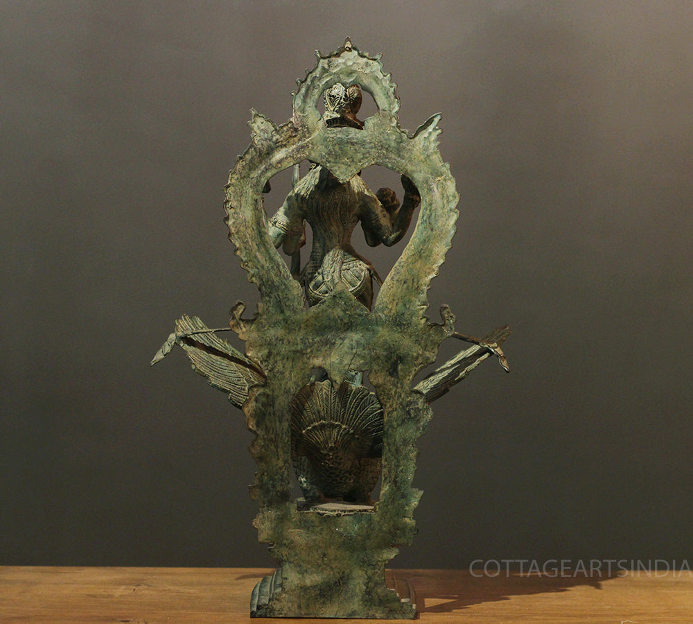 Balinese Bronze  Saraswati On Swan 18"