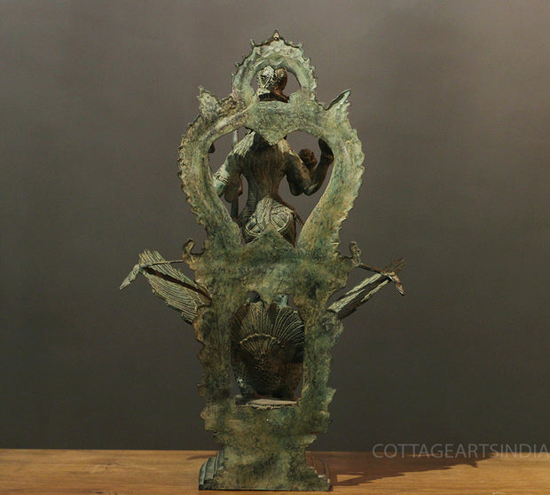 Balinese Bronze  Saraswati On Swan 18"