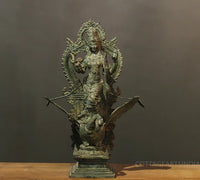 Balinese Bronze  Saraswati On Swan 18"