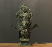 Balinese Bronze  Saraswati On Swan 18"